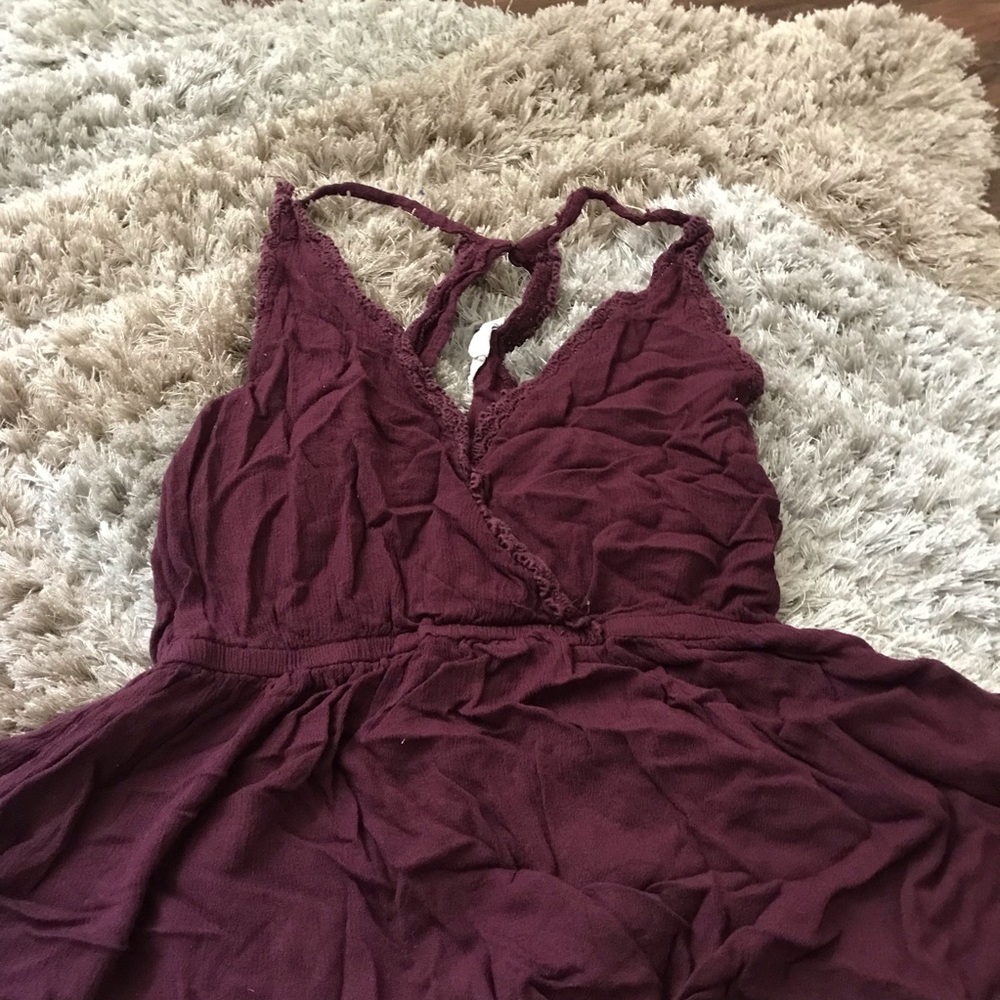 Flowy burgundy LA hearts top (XS)